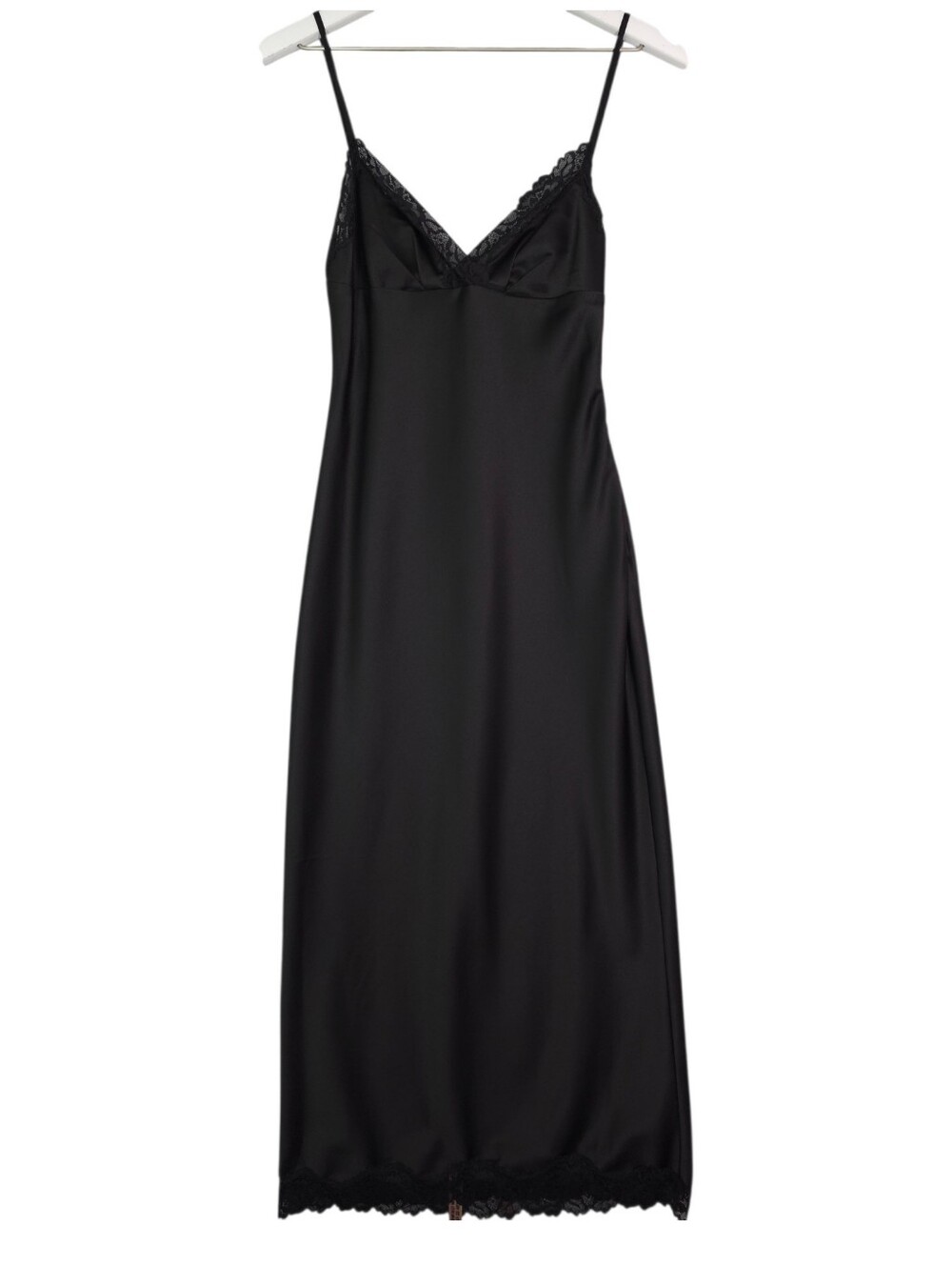 House of CB Salma Black Lace Trim Satin Slip Midi Dress Womens Small 
Glam LBD